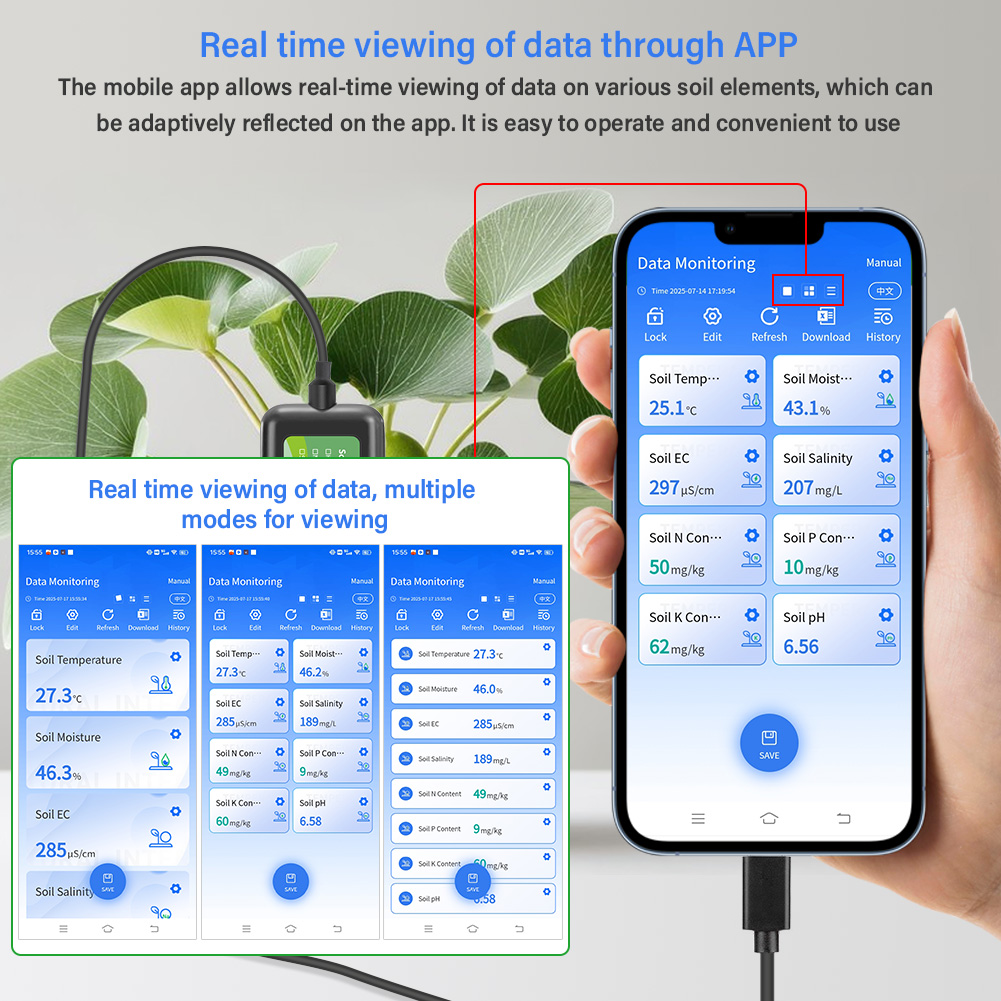 농업용 8 in 1 토양 센서 pH EC 수분 NPK  - Precision Farming Smart Agriculture 리뷰 및 가격