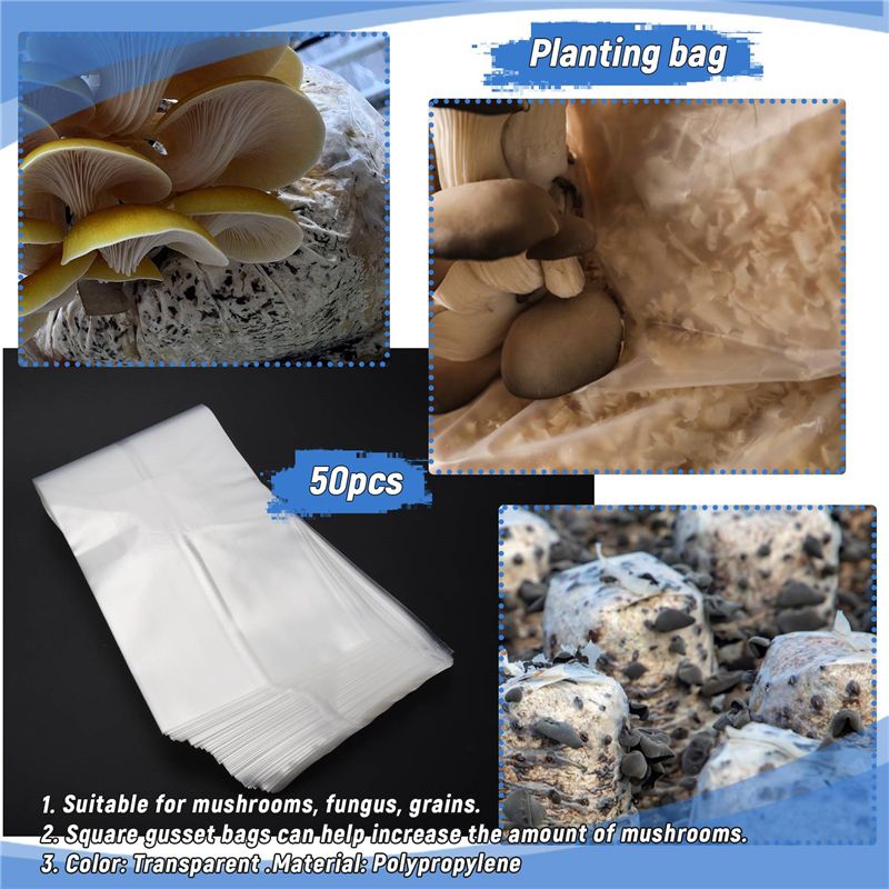 ABSJ-50개입 10X20인치 PVC 버섯 배양 가방 - Mushroom Spawn Bag 리뷰 및 가격