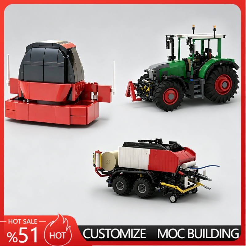 새로운 녹색 농장 트랙터와 빨간색 베일러 트레일러 MO - Agriculture Farming Certificate 리뷰 및 가격